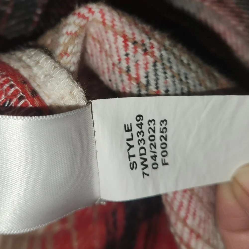 LUCKY BRAND Red plaid Oversized Shirt Jacket, size S